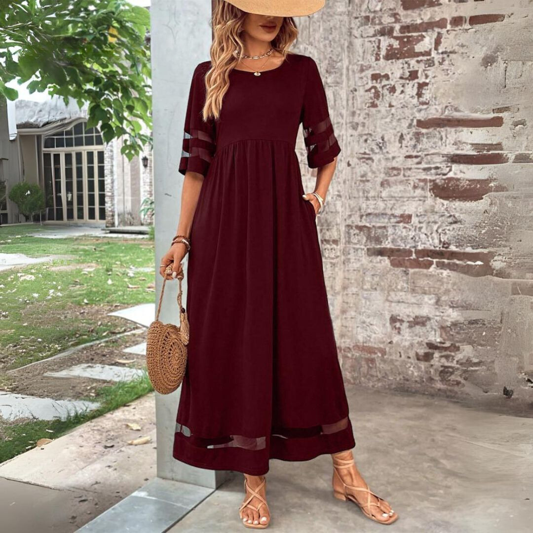 Aubrey | Vestido midi que favorece a silhueta e disfarça a barriga