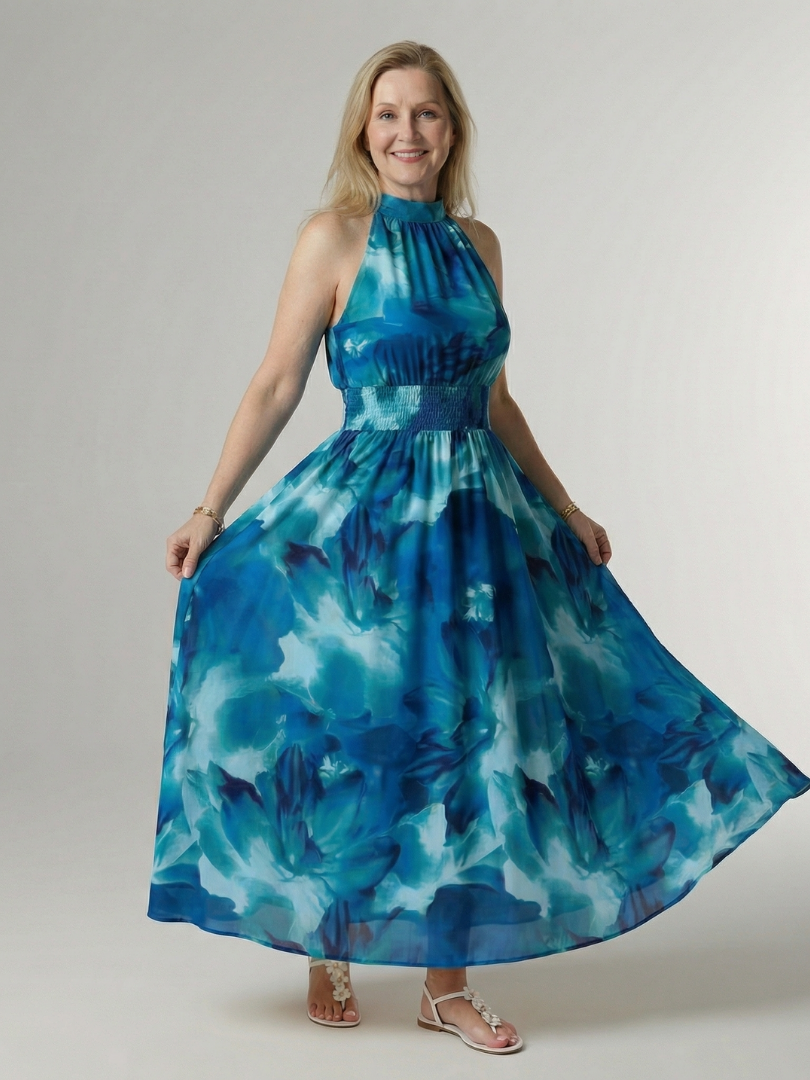 Sylin | Vestido midi halter fruncido