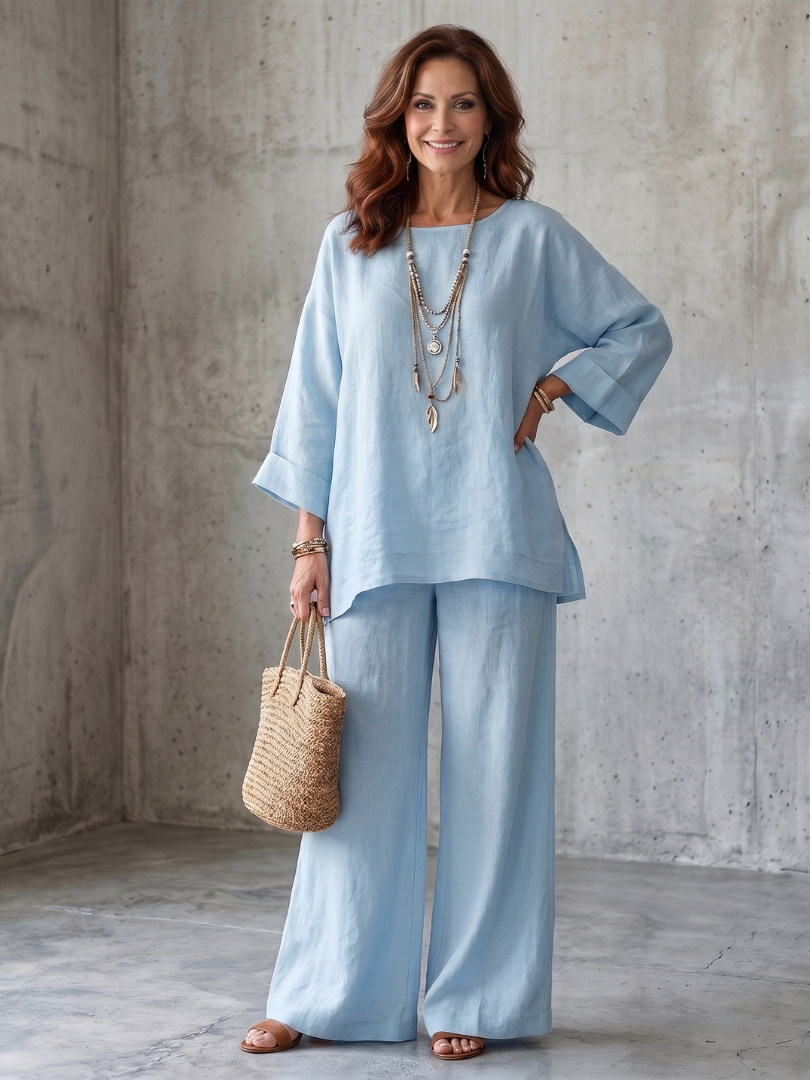 Prue | Conjunto extragrande de túnica y pantalón de pierna ancha