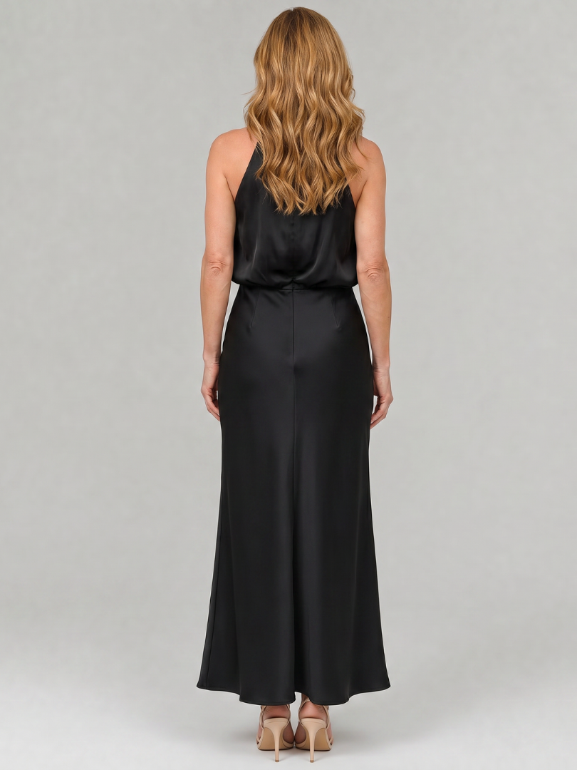 Nopal | Vestido midi drapeado sin mangas