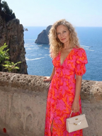 Willow | Vestido Midi Floral con Escote en V y Manga Abullonada