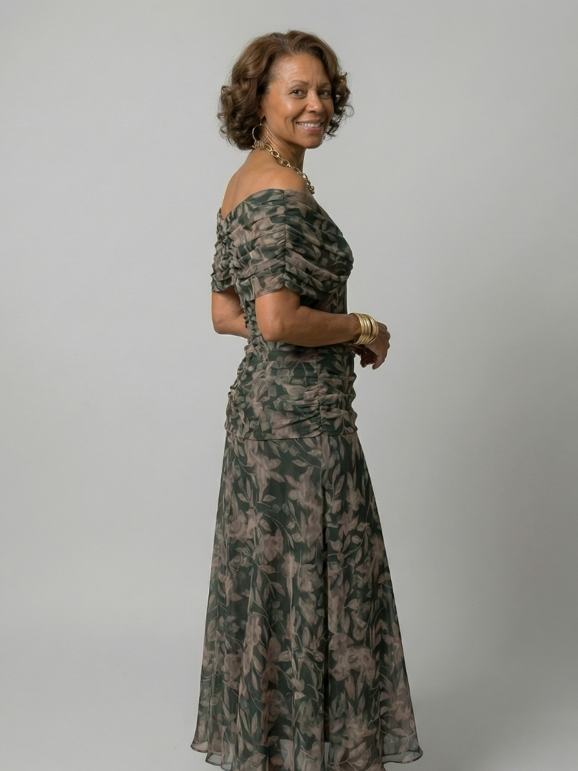Calen | Vestidos midi fluidos com ombros descobertos