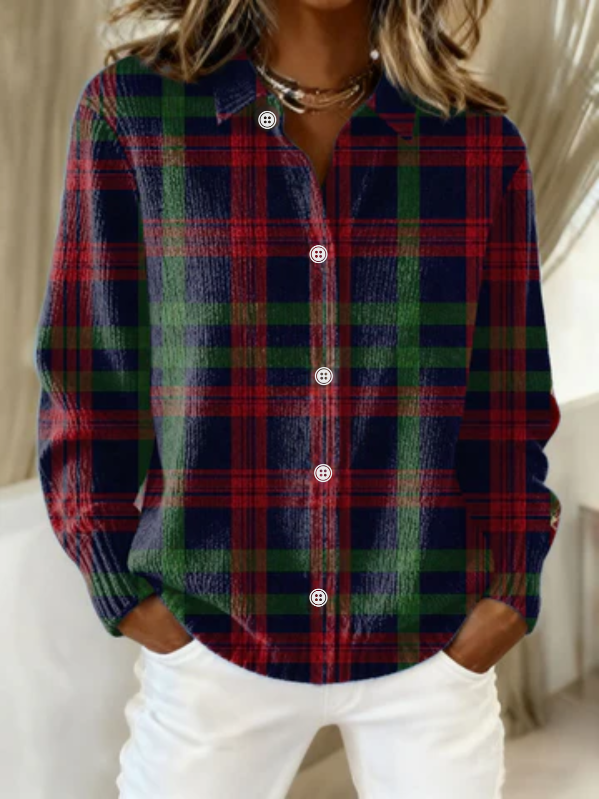Gunilla – Blusa com capuz e padrão aos quadrados