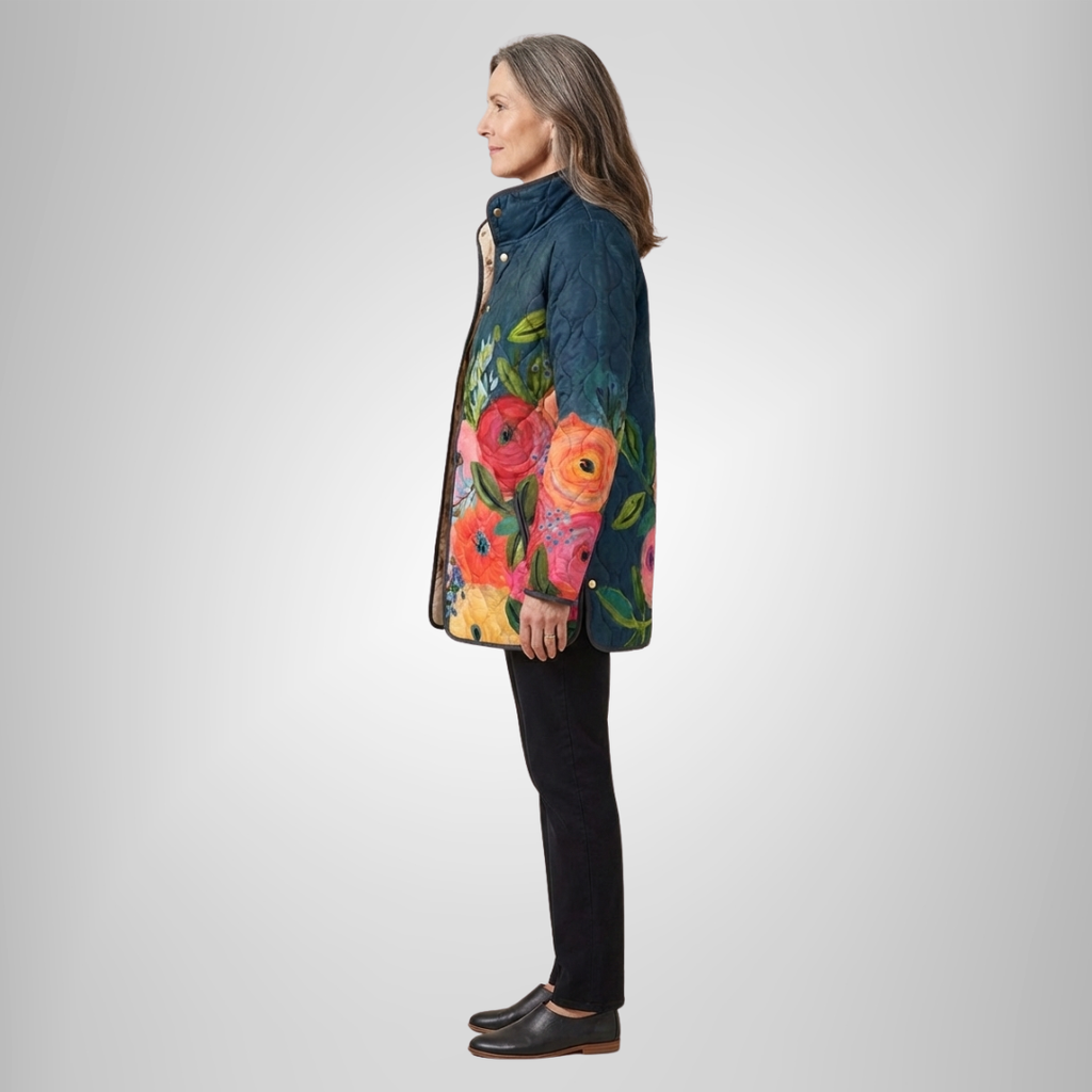 Elina | Vintage Floral Print Quilted Jacket