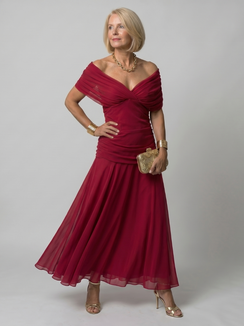 Calen | Vestido fluido midi ombro a ombro