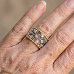 Anillo vintage de circonia con diseño de hiedra y filigrana