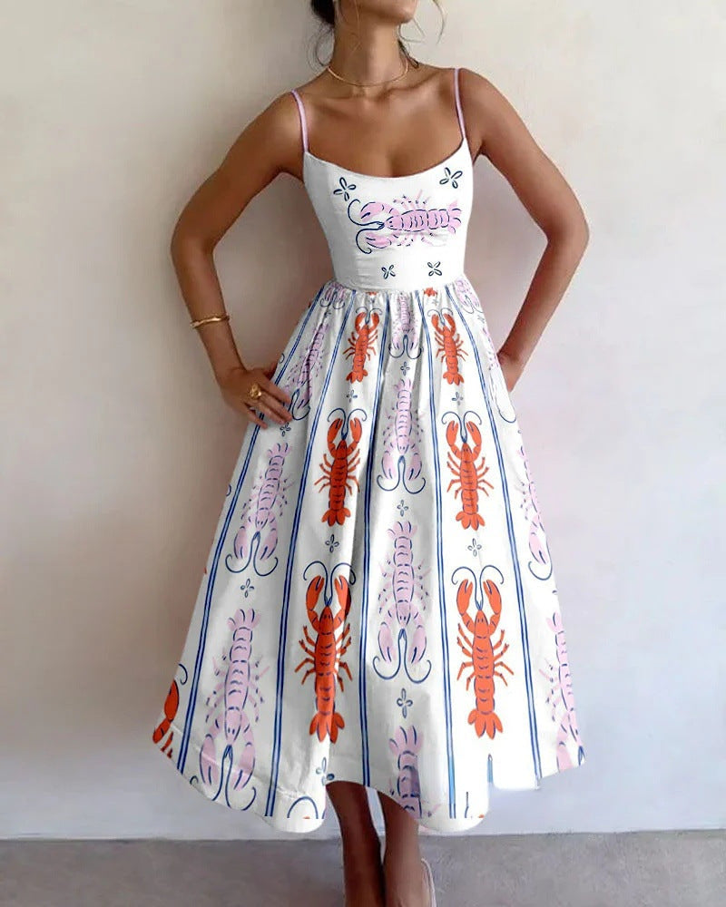 Brinleyrae | Vestido midi Fantasia à beira-mar