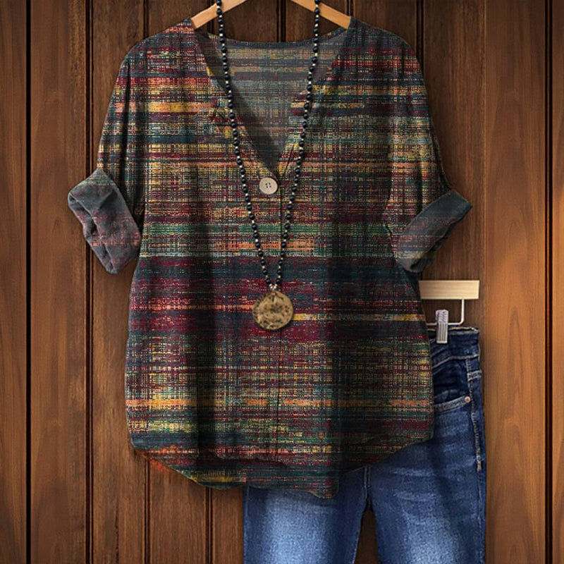 Zane – Blusa de inspiração vintage com detalhes coloridos