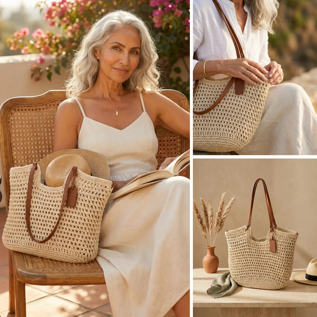Clare | Women Crochet Weave Tote Bag