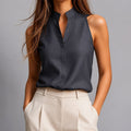 Arianna - Women's Sleeveless Mandarin Collar Blouse