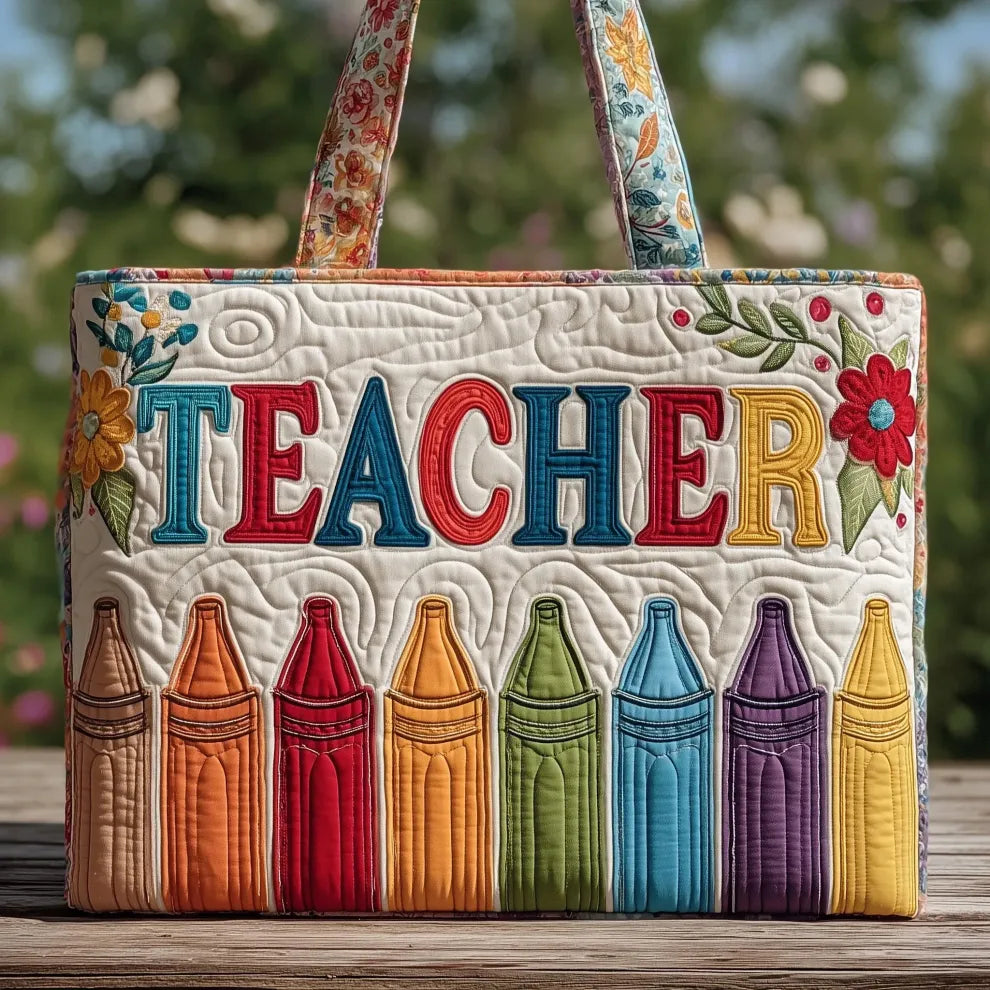 Alegría de la maestra | Bolsa tote acolchada artesanal