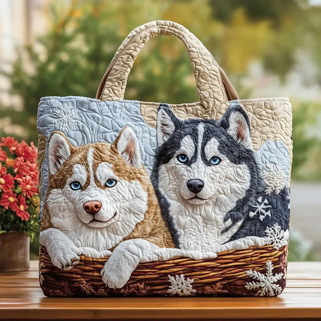 Compañeros de invierno | Bolsa tote acolchada artesanal