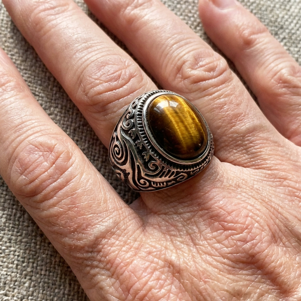 Anillo tipo brazalete bohemio trenzado con baño de plata de ley