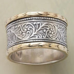 Anillo vintage bohemio de dos tonos dorado y plateado