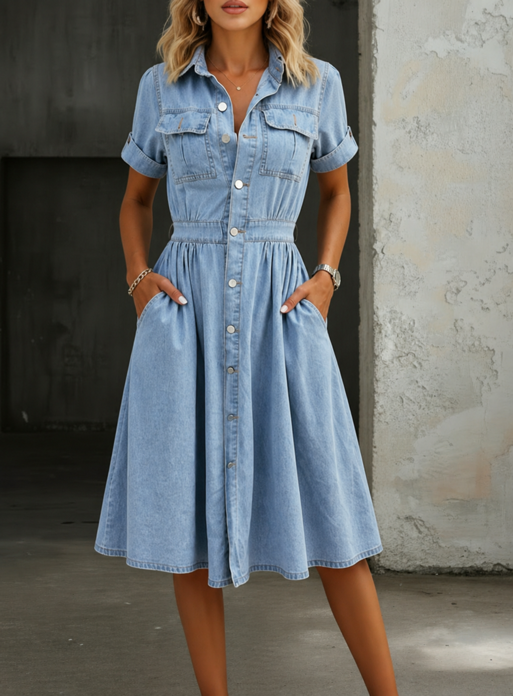 Deborah | Vestido vaquero de manga corta
