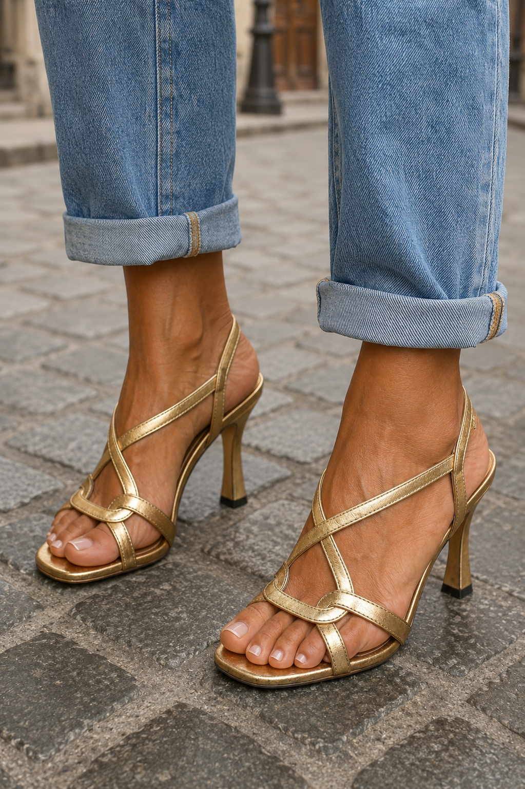 Elisabetta | Charme de verão em sandálias douradas