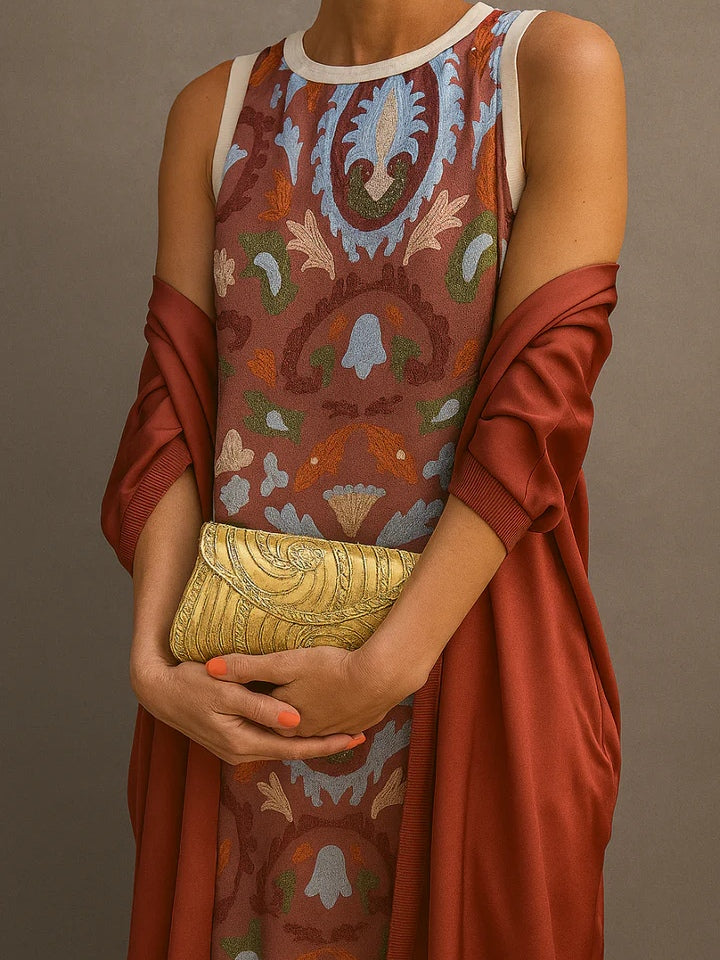 Vestido con capa Celeste