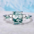 Anillo de cristal cúbico de ágata musgo