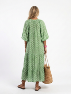 Apolline | Vestido midi estampado com decote em V e mangas a três quartos