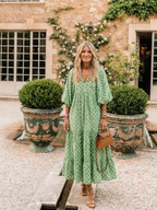 Apolline | Vestido midi estampado com decote em V e mangas a três quartos