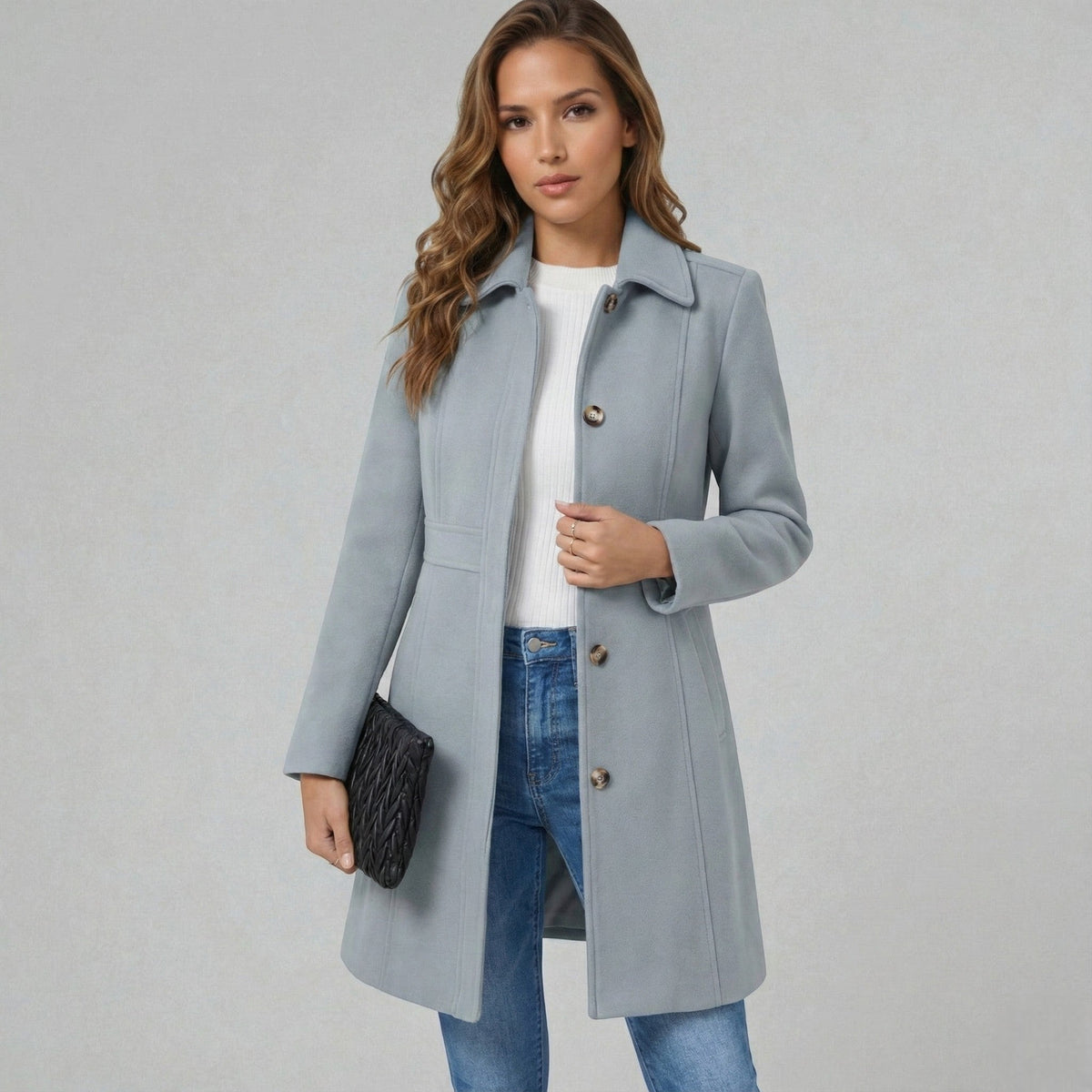 Emmara | Women A Line Button Front Coat