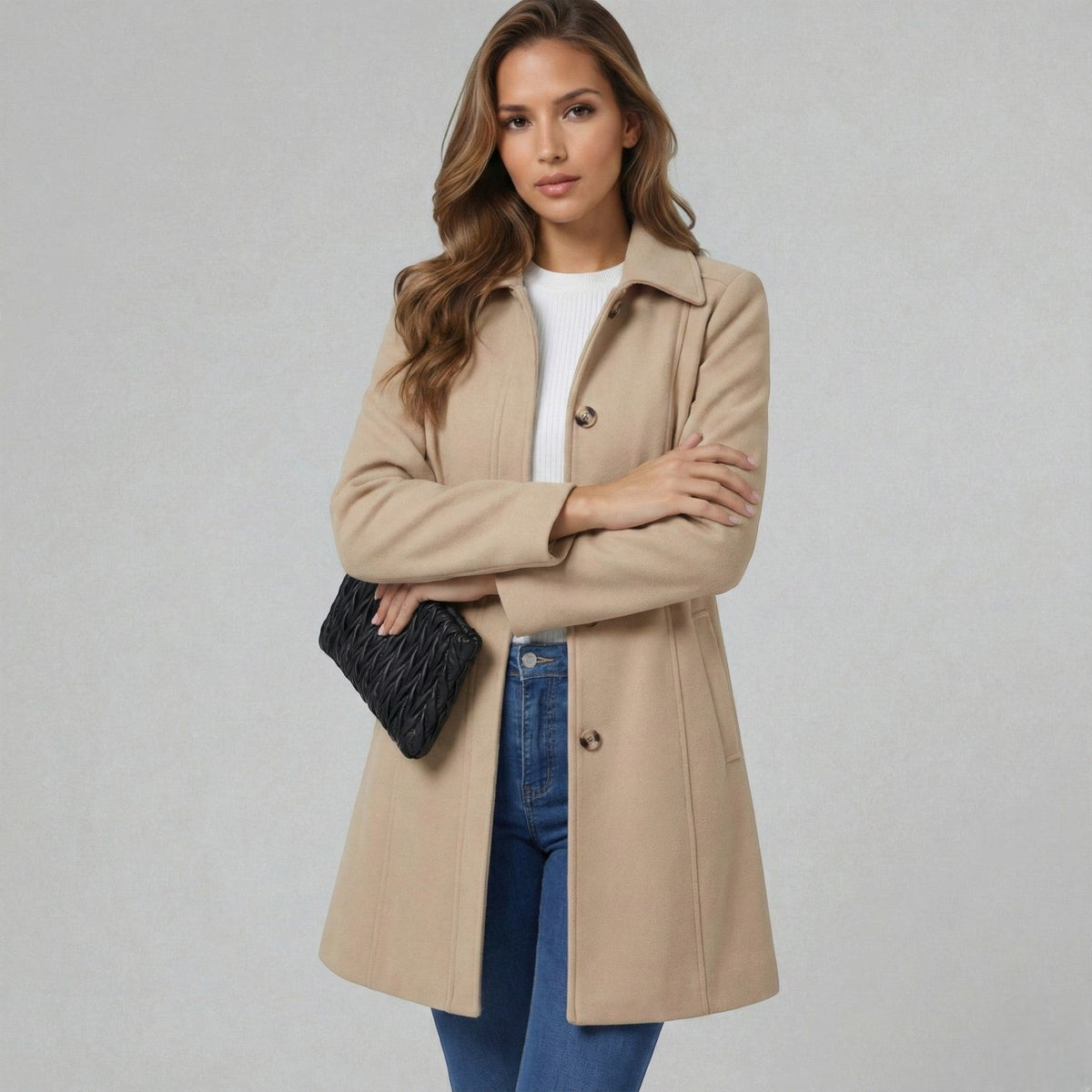 Emmara | Women A Line Button Front Coat