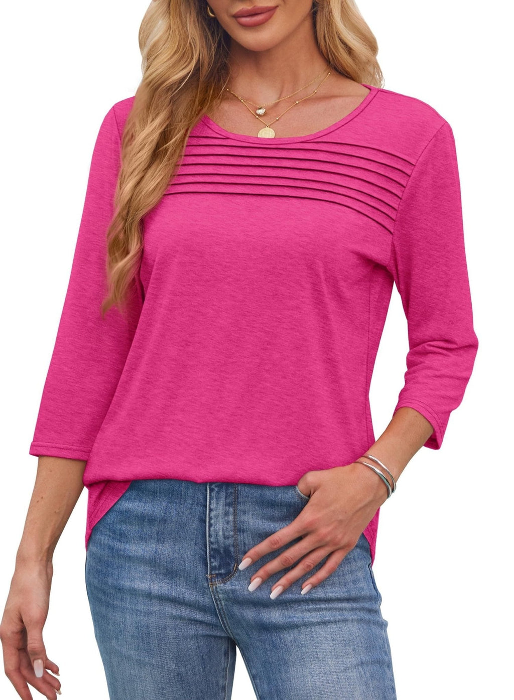 Mona | Blusa plissada com mangas 3/4