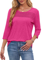 Mona | Blusa plissada com mangas 3/4
