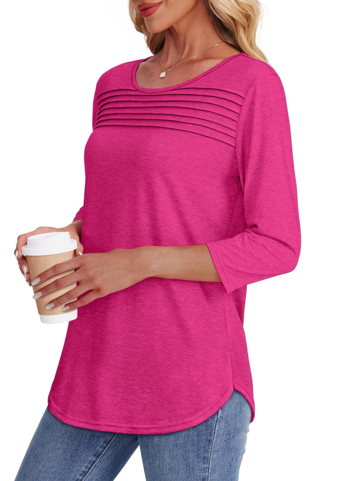 Mona | Blusa plissada com mangas 3/4