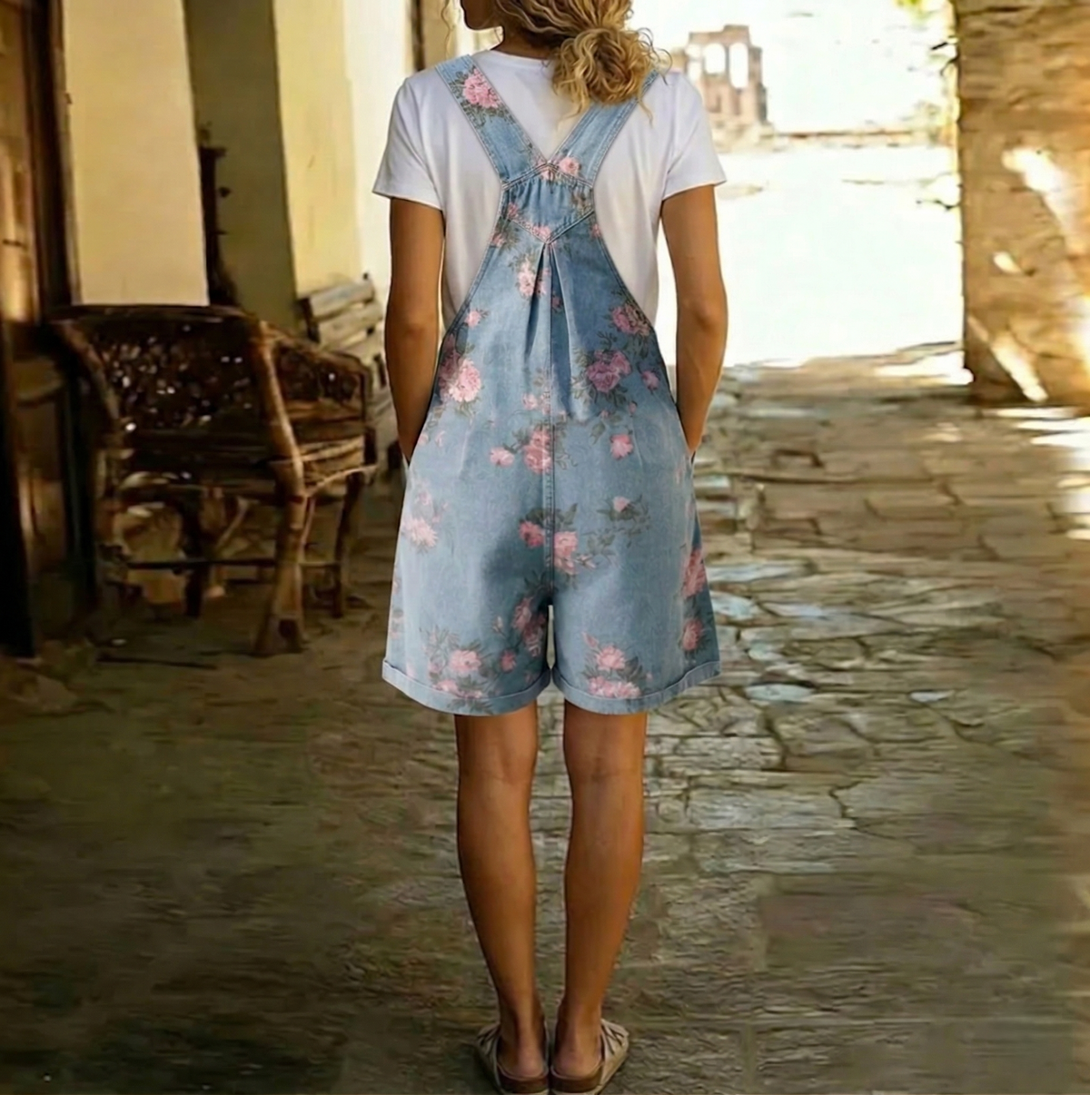 Judy | Mono floral de aspecto vaquero de algodón suave vintage desgastado