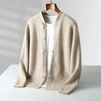 Hiroshi - Men's Cashmere Mandarin Toggle Knit Cardigan
