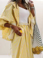 Conjunto casual Sophie amarelo com listras