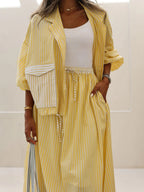 Conjunto casual Sophie amarelo com listras