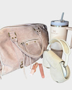 Vanilla Pink Shoulder Bag with Zip Closure and Gold-Tone Hardware