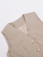 Lila V-neck Pleated Wide-leg Pants Suit