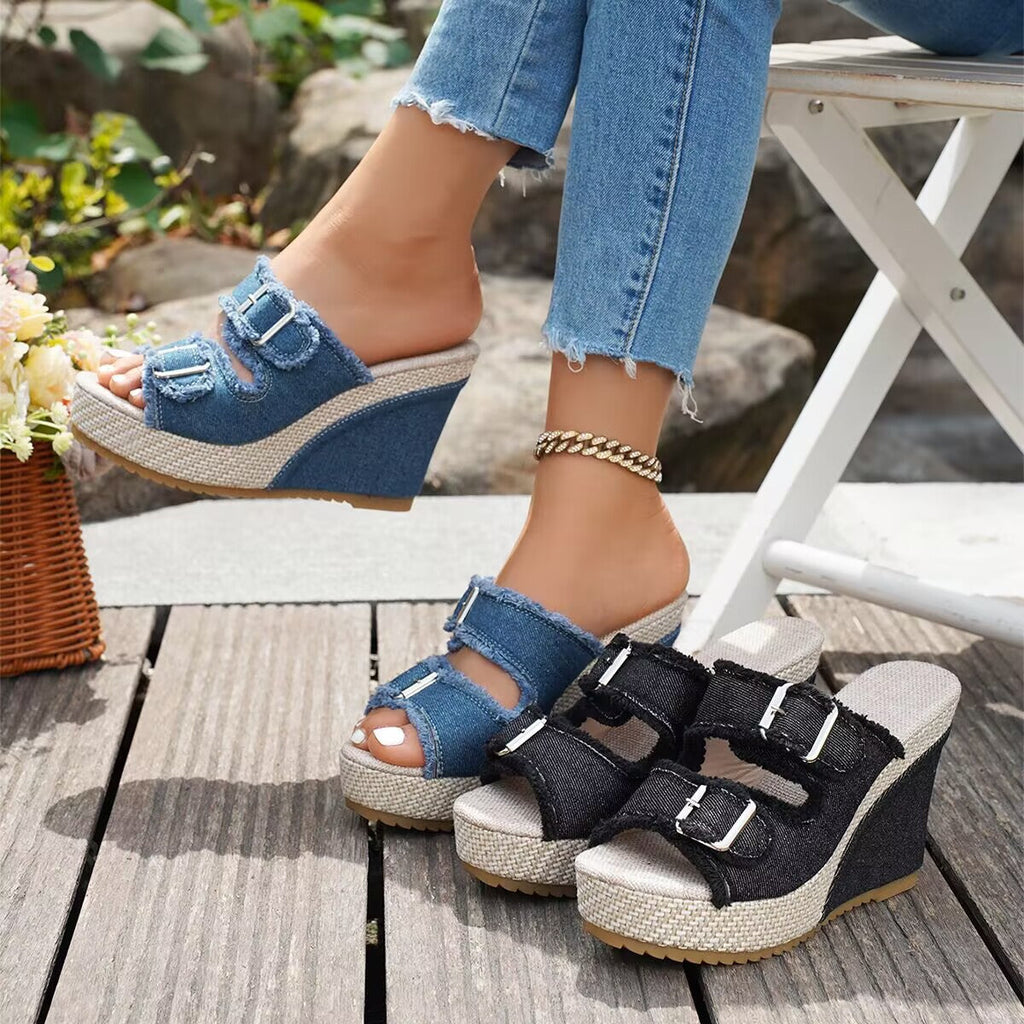 Atelier | Sandalias de cuña con bordes deshilachados