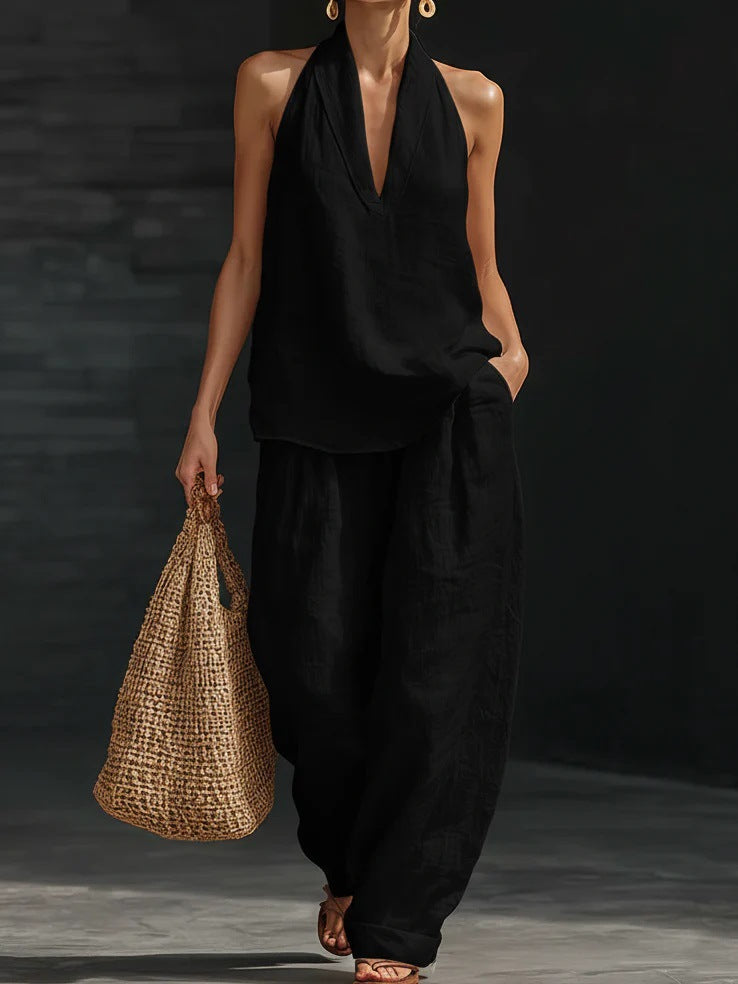 Zoë Sleeveless Set with Wide Pants