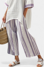 Luxmere | Blusa holgada cómoda y pantalones de bambú a rayas