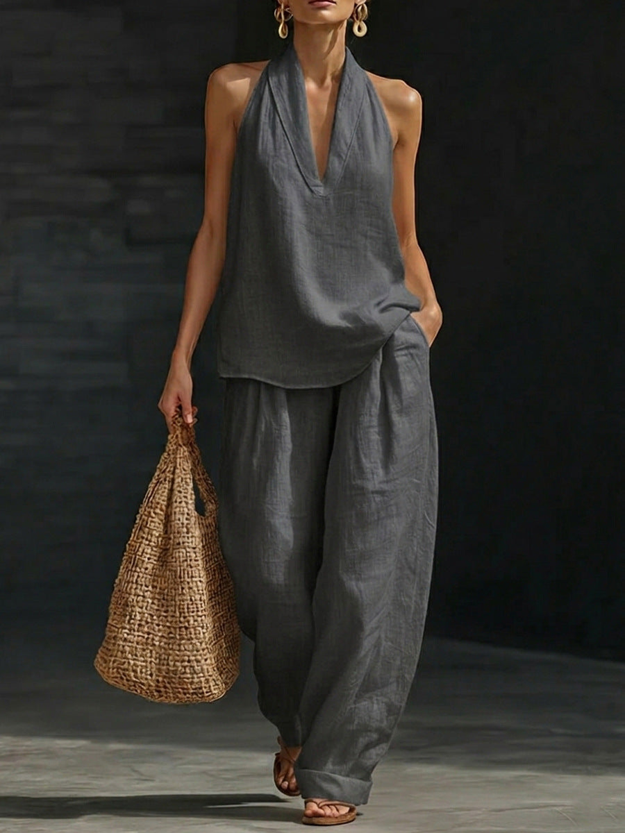 Zoë Sleeveless Set with Wide Pants