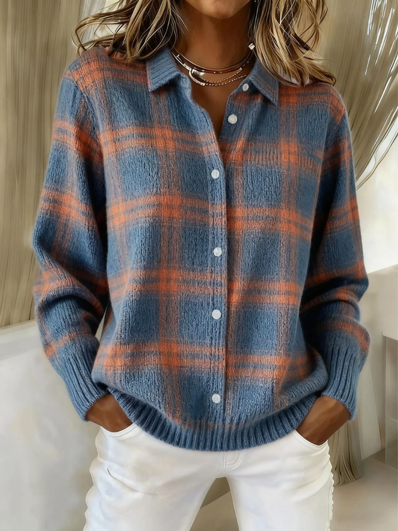 Mira – Blusa macia com capuz e padrão aos quadrados