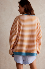 Oversized Striped Sweatshirt with Contrast Trim and Drop Shoulders