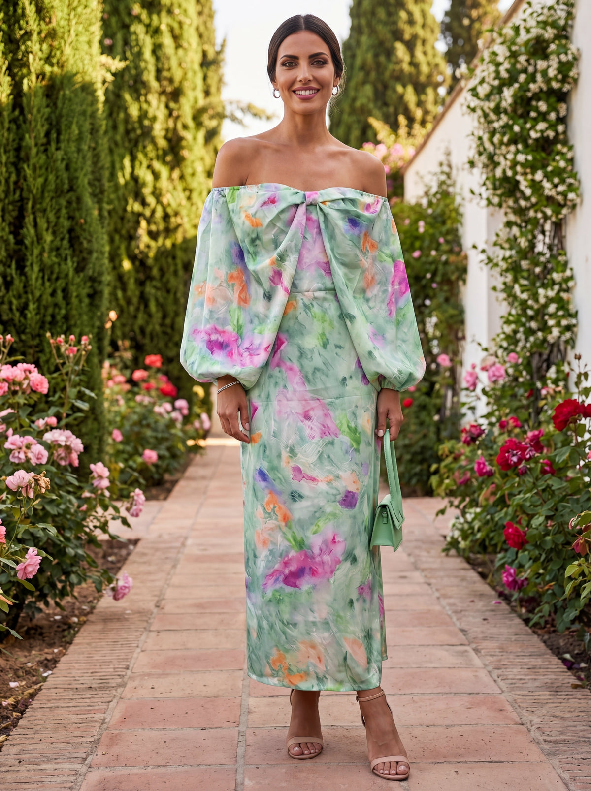 Lindaraja | Vestido floral de hombros descubiertos
