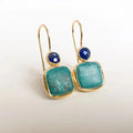 Vintage Gold Ornate Turquoise Earrings