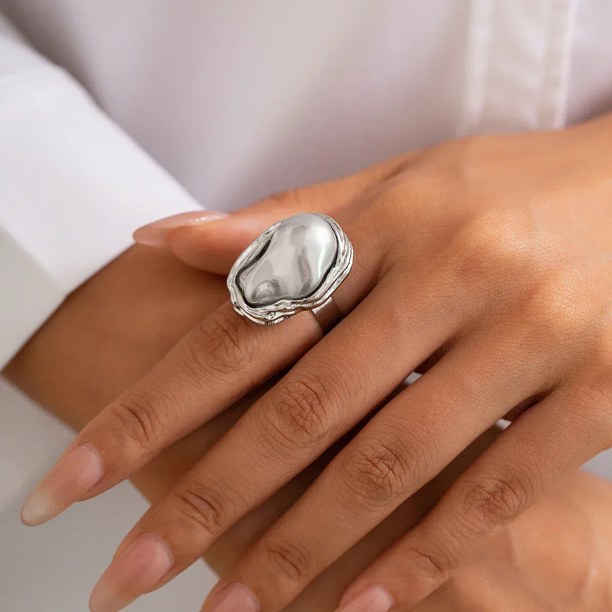 Chunky Baroque Pearl Cocktail Rings