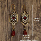 Art Deco Gold Garnet & Pearl Drop Earrings