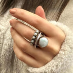 Conjunto de anéis de pérola de prata para composição