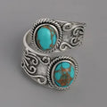 Elegant Vintage Turquoise Cross Band Ring