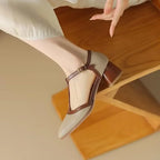 Zapatos de tacón medio Isava de cuero auténtico