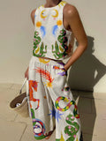 Isabella Print Tank and Pocketed Pants Set