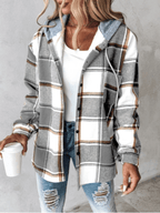 Harlow | Cozy Plaid Hooded Shacket